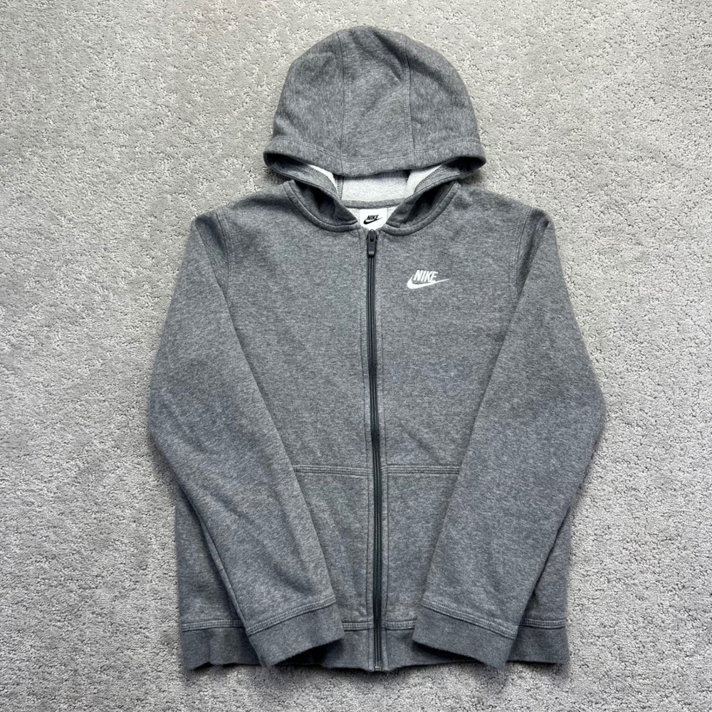 Nike Sportswear Hoodie Youth GS‎ Large Gray Zip Up Club Fleece BV3699-091